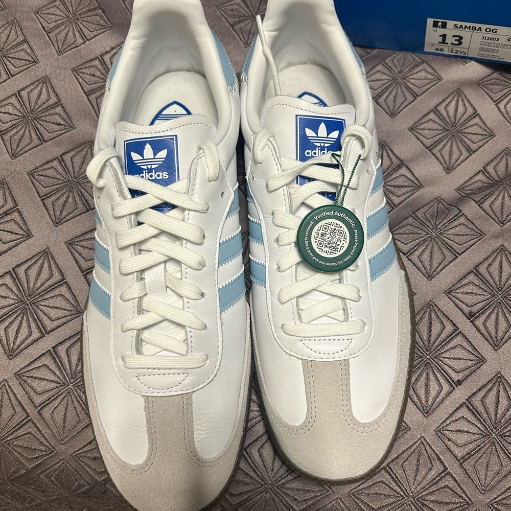 Adidas Samba OG White and Blue Sneakers